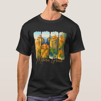 Meteora Grekland Resa Tripp Penseldrag Souvenir T Shirt