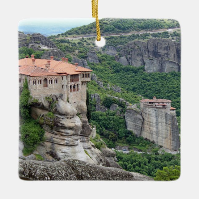 Meteora-kloster 2 julgransprydnad keramik (Framsida)