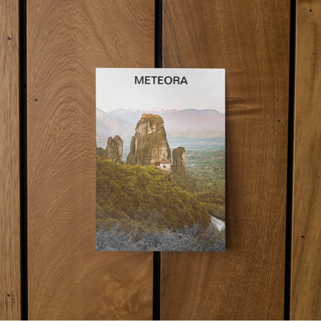Meterora Greece Sten Mountains Travel Vykort (meteora greece mountains postcard)