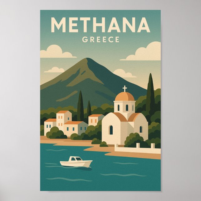 Methana Greece minimalist Poster (Framsidan)