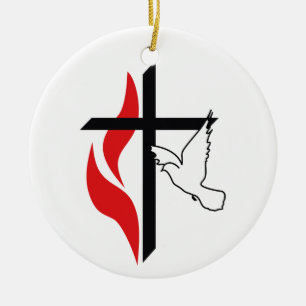 Methodist kor och Dove Julgransprydnad Keramik