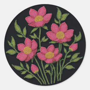 Metis Beadwork Native Art Cosmos Flowers Stickers Runt Klistermärke