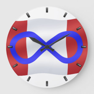 Metis Flagga Clock Canadian Mets Flagga Wall Clock Stor Klocka