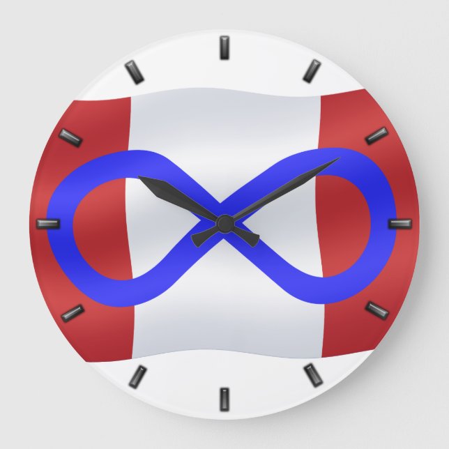 Metis Flagga Clock Canadian Mets Flagga Wall Clock Stor Klocka (Framsida)