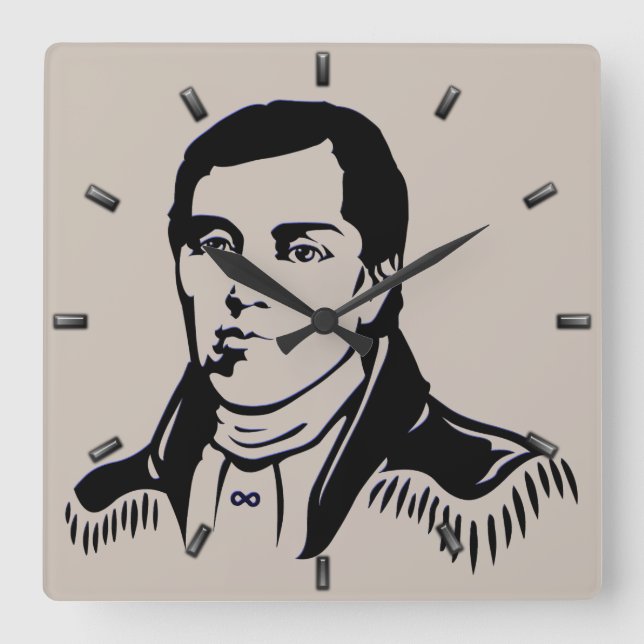 Metis Hero Clock Metis Leader Cuthbert Grant Clock Fyrkantig Klocka (Framsida)