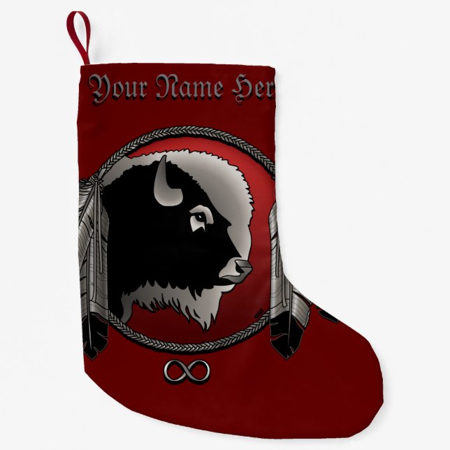 Metis jul Stocking Spirit Buffalo Stocking Liten Julstrumpa (Framsidan)