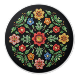 Metis Native Beadwork Wildblommor Art Ceramic Knob Knopp
