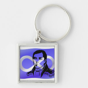 Metis Pride Keychain Metis Leader Cuthbert Grant Fyrkantig Silverfärgad Nyckelring