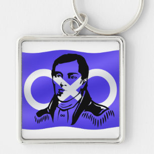 Metis Pride Keychain Metis Leader Cuthbert Grant Fyrkantig Silverfärgad Nyckelring