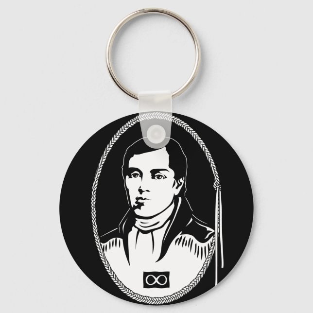 Metis Pride Keychain Metis Leader Cuthbert Grant Nyckelring (Framsida)