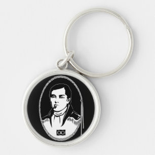 Metis Pride Keychain Metis Leader Cuthbert Grant Rund Silverfärgad Nyckelring