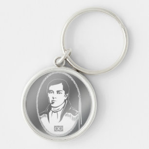 Metis Pride Keychain Metis Leader Cuthbert Grant Rund Silverfärgad Nyckelring