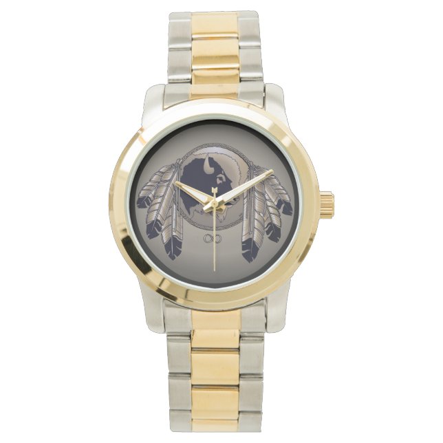 Metis Watch First Nations Buffalo Art Wrist Watch Armbandsur (Framsida)