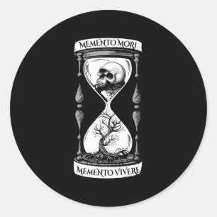 Meto Mori Meto Vivere Skull Stoic Meto Mori Runt Klistermärke