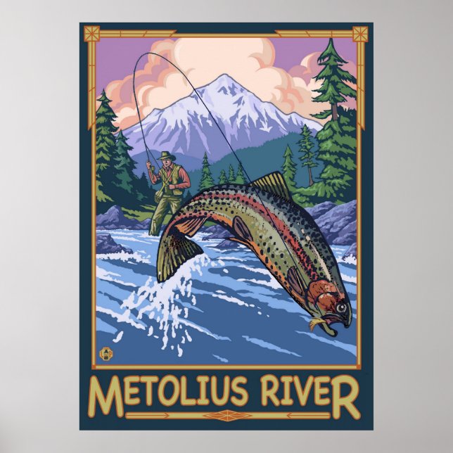 Metoliusfloden, Oregon Flygfiske Travel Poster (Framsidan)
