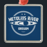 Metoliusfloden Oregon Kayaking Julgransprydnad Metall<br><div class="desc">Floden Metolius bubblar ut från marken nära Black Butte,  inte långt från Sisters,  Oregon,  och har ett jämnt årsflöde för paddling och kajakpaddling som kommer från en frisk akvifer uppströms.</div>