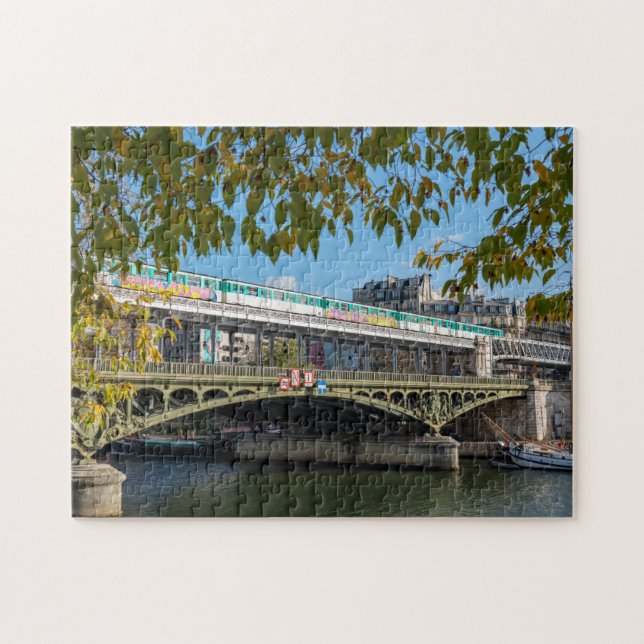 Metro på Bir-Hakeim bridge- Paris, Frankrike Pussel (Horisontell)