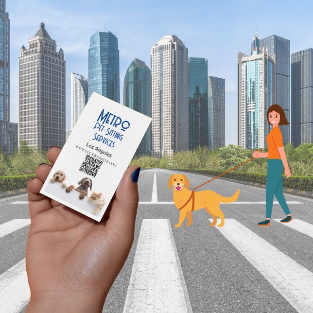 Metro Pet Sitta Los Angeles QR-kod Visitkort (Pet Sitting Business Cards)
