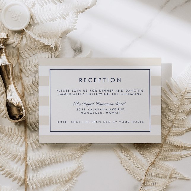 Metro Stripe Receptions Card | Marinblå och Krämfä Tilläggskort (Skapare uppladdad)