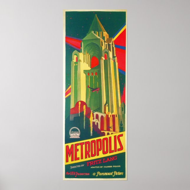 Metropolis av Fritz Lang 1927 Old Film Poster (Framsidan)