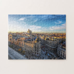Metropolis-Byggnaden i Madrid Aerial Panorama Pussel