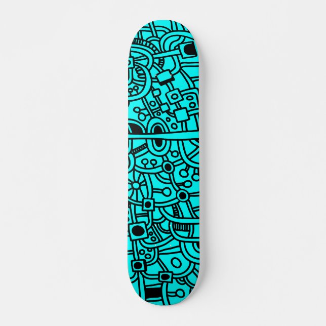Metropolis III - svart på cyan Skateboard Bräda 20,5 Cm (Framsida)