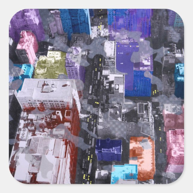 Metropolis VIIII Fyrkantigt Klistermärke (Framsida)