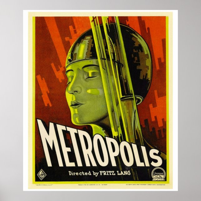 Metropolis Vintage SciFi Film av Fritz Lang Poster (Framsidan)