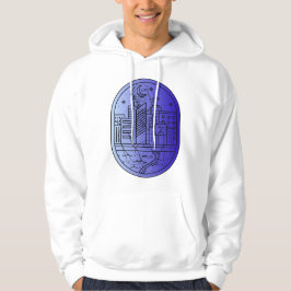 Metropolitan Dream - Blå Urban Linje Konst Porträt Hoodie