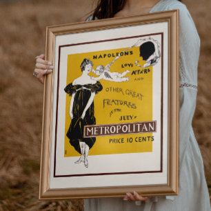 Metropolitan. Vintage art nouveau gult fransk Poster
