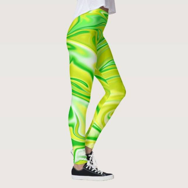 "Mety Dream: The Soft Swirls of Grönt Marble" Leggings (Höger)