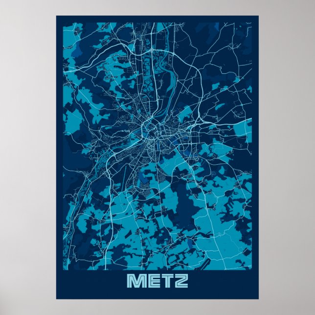 Metz - Frankrike Peace City Karta Poster (Framsidan)
