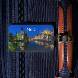 Metz Temple Neuf Frankrike Night Moselle Souvenir Bagagebricka