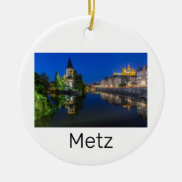 Metz Temple Neuf Frankrike Night Moselle Souvenir Julgransprydnad Keramik