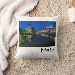 Metz Temple Neuf Frankrike Night Moselle Souvenir Kudde