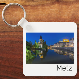 Metz Temple Neuf Frankrike Night Moselle Souvenir Nyckelring