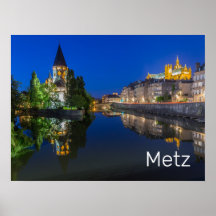 Metz Temple Neuf Frankrike Night Moselle Souvenir