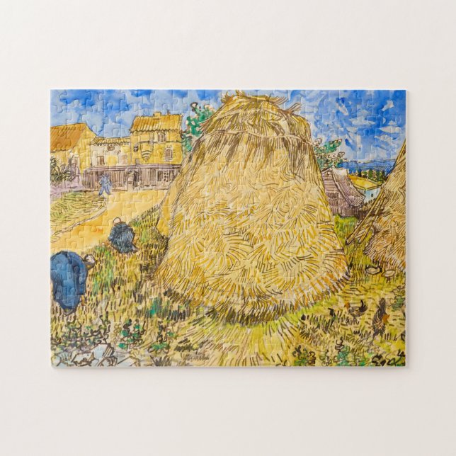 Meules de ble, Wheat Stacks av Vincent van Gogh Pussel (Horisontell)