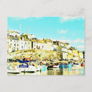 Mevagissey Cornwall England Watercolor Vykort
