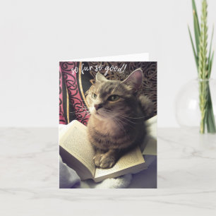 Mew gjorde det! Cat Pun Study Studenten Card Tack Kort