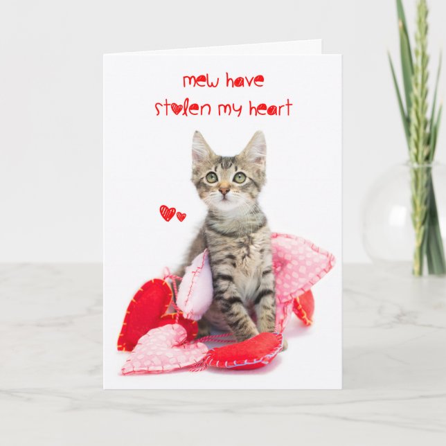 Mew stal min hjärtkattvalentin helgkort (Framsida)
