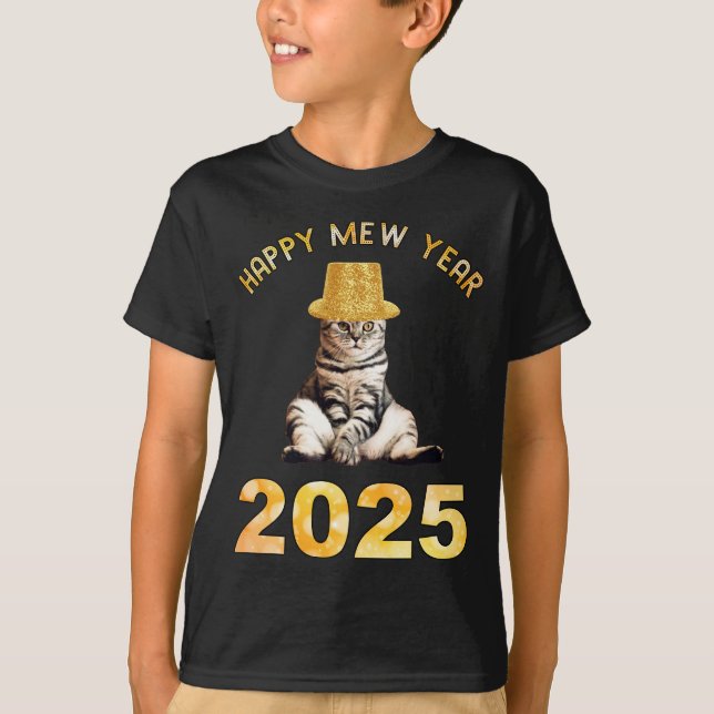 Mew Year 2025 i lycklig T Shirt (Framsida)