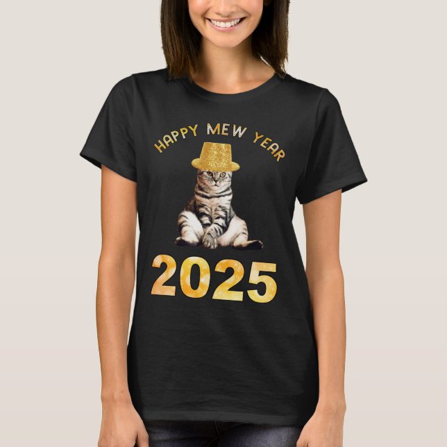 Mew Year 2025 i lycklig T Shirt (Framsida)