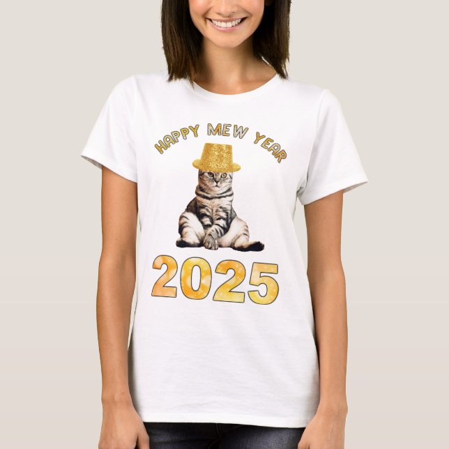 Mew Year 2025 i lycklig T Shirt (Framsida)