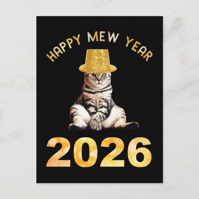 Mew Year 2026 i lycklig Vykort (Framsida)