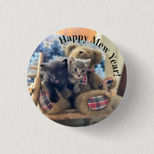 Mew Year lycklig - Kattknapp Knapp