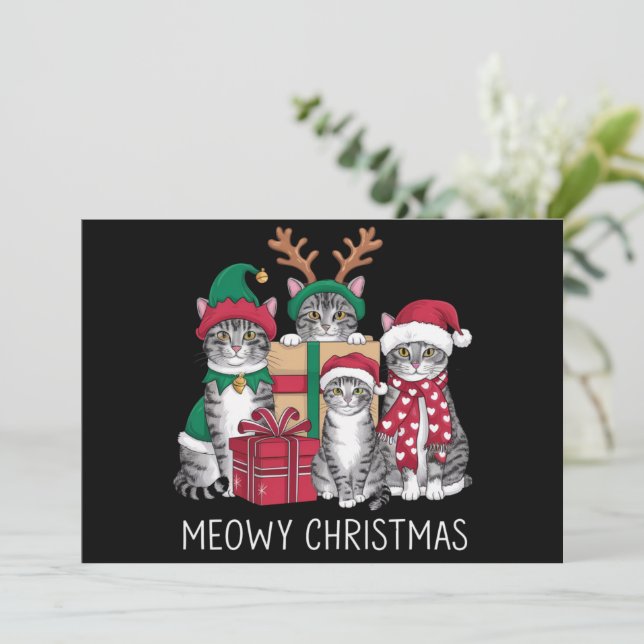 Mewig jul katt jul kul kattälskare  julkort (Stående Fram)