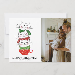Mewig jul Tre katters kopp Scarves Foto Söt Julkort