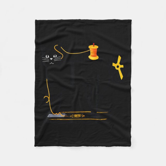 Mewing Machine Funny Quilting Craft Lover Quilter Fleecefilt (Framsidan)