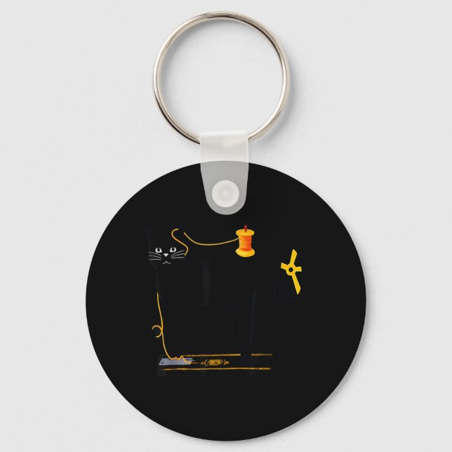 Mewing Machine Funny Quilting Craft Lover Quilter Nyckelring (Framsida)